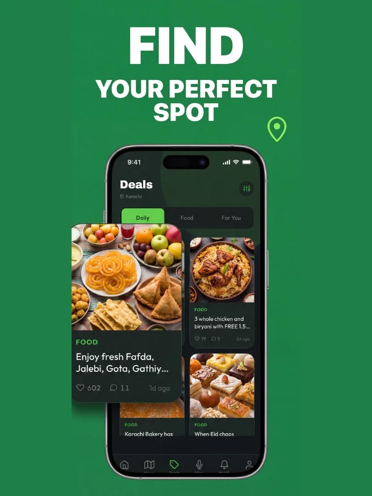 Find your perfect spot — BoardSpy deals feed with local food offers