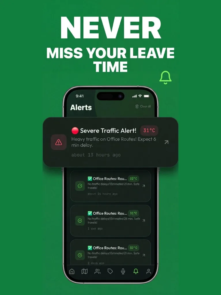 Leave at the best time — BoardSpy route insights with leave-by guidance