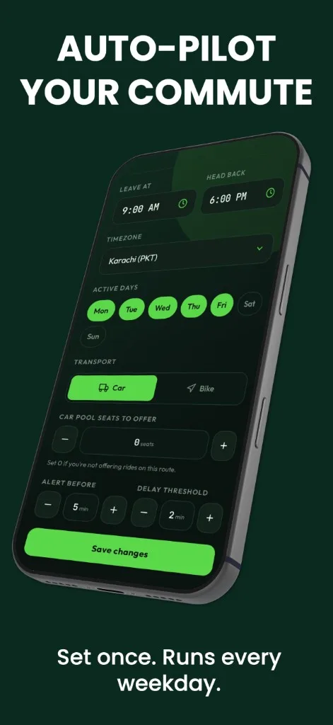 Auto-pilot your commute — BoardSpy schedule with leave and head-back times