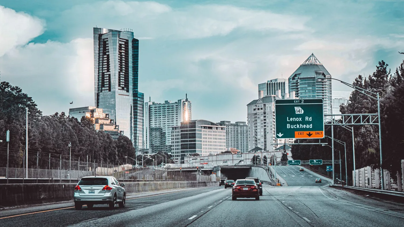 Rush hour traffic on the Downtown Connector in Atlanta