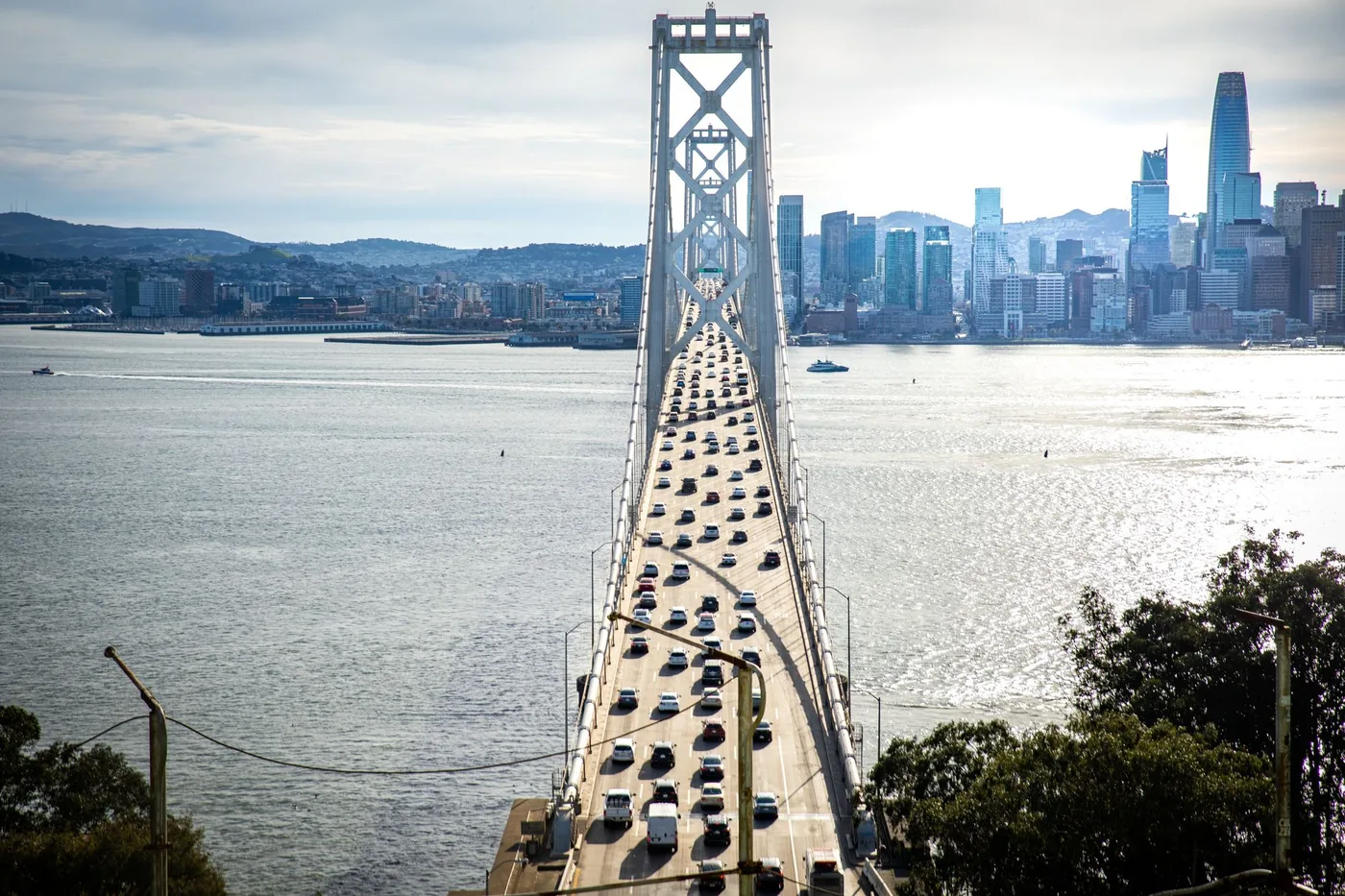 Traffic on the Bay Bridge approach into San Francisco